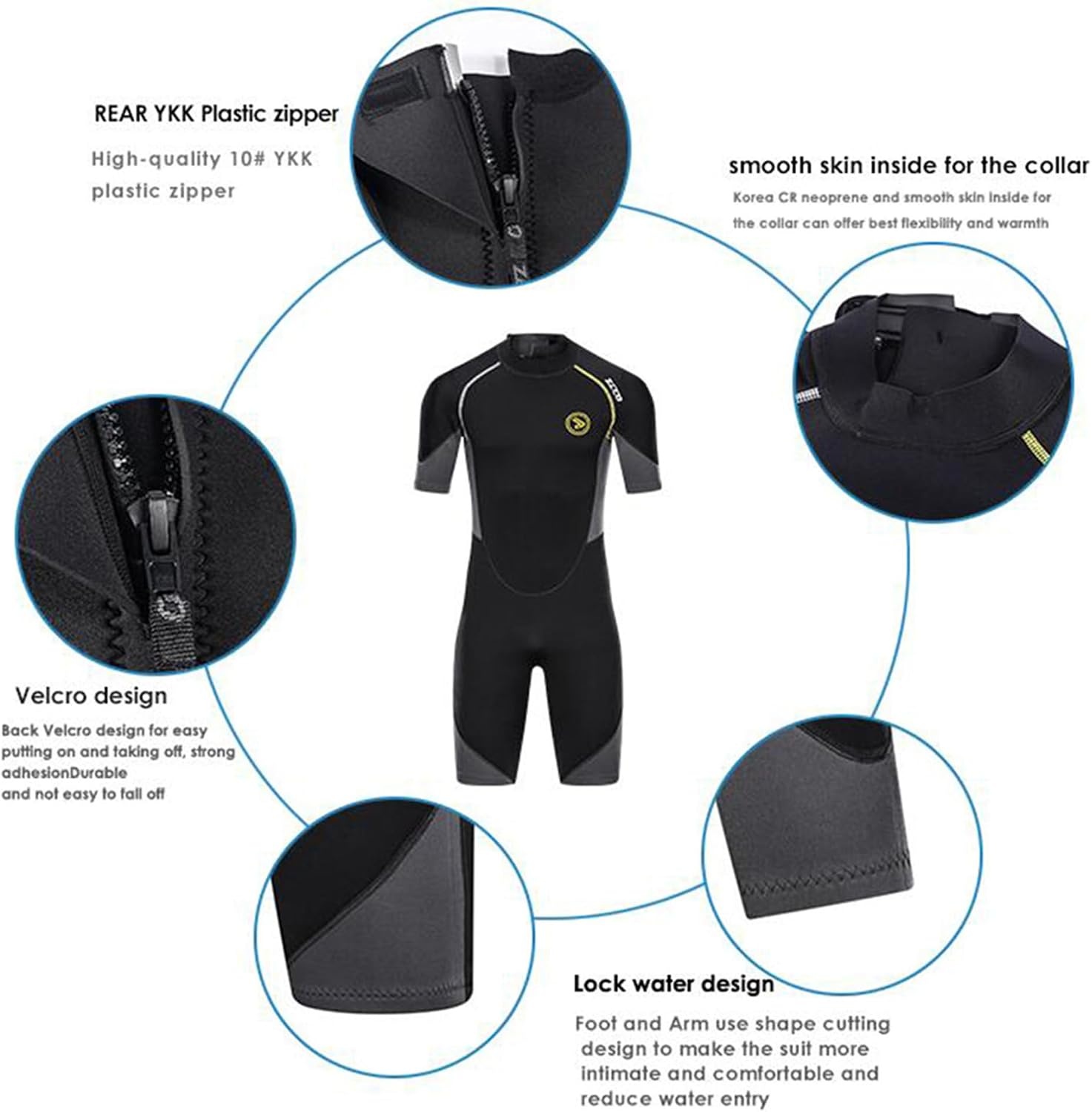 ZCCO Heren Shorty Wetsuit 1,5mm Neopreen - Maat L - Zwart - 33% Korting