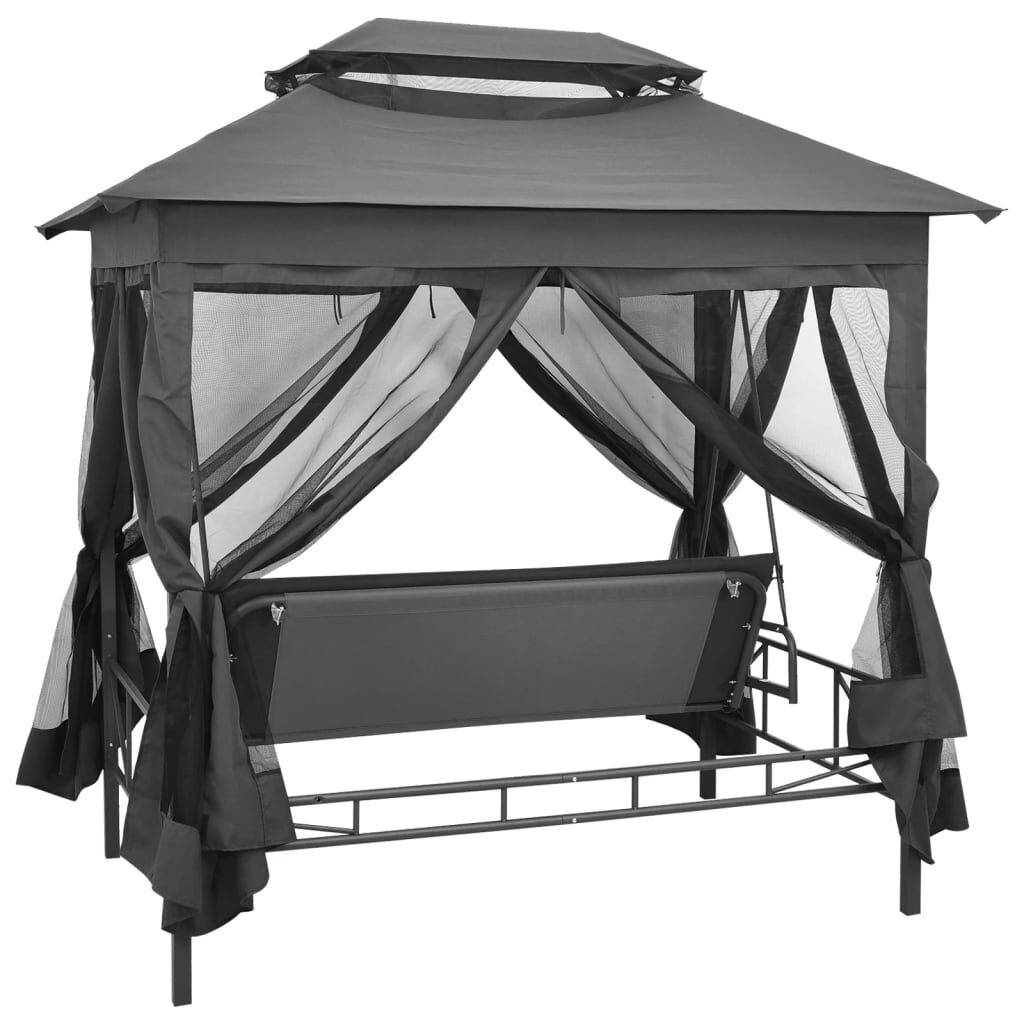 Schommelbank met dak - 220x160x240 cm - Staal Antraciet - 35% Korting