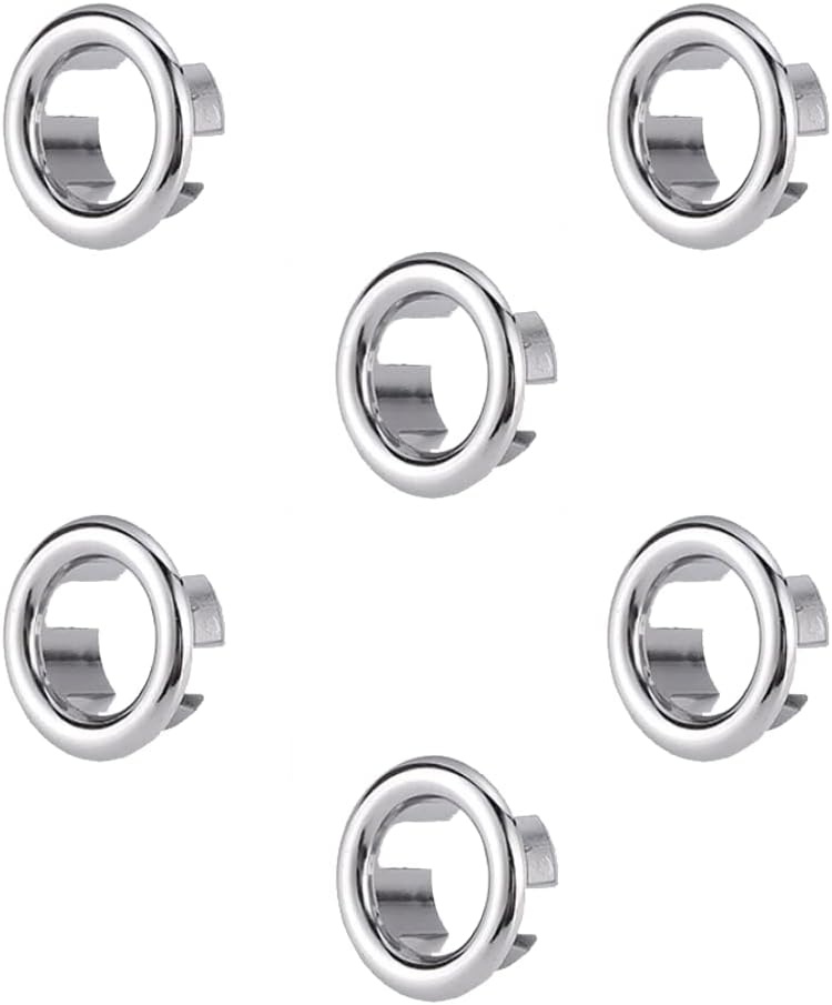 6x Wastafel Overloop Ring - Universeel - Kunststof Chroom - 48% Korting