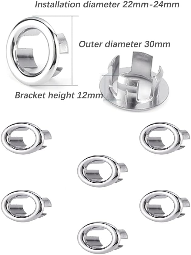 6x Wastafel Overloop Ring - Universeel - Kunststof Chroom - 48% Korting