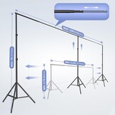EMART Fotostudio Achtergrond Stand - 6m Verstelbaar met Roterende Connectoren (Zwart) - 34% Korting
