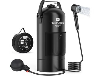 20 l campingdouche met voetpomp, draagbare zonnedouche met praktisch mondstuk voor kamperen, wandelen en strand