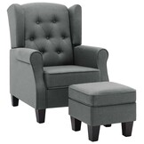 vidaXL Fauteuil met voetenbankje stof lichtgrijs