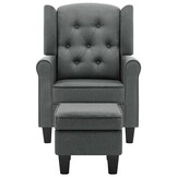 vidaXL Fauteuil met voetenbankje stof lichtgrijs