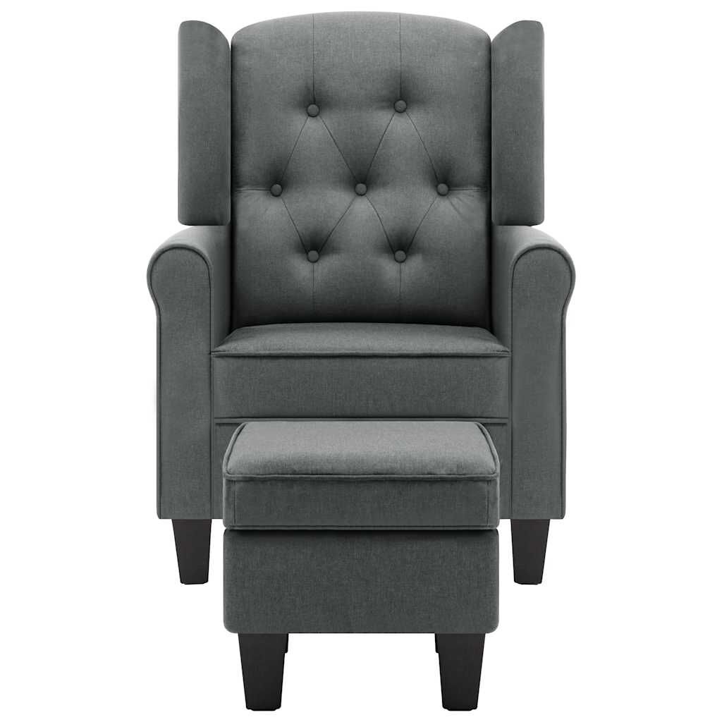 vidaXL Fauteuil met voetenbankje stof lichtgrijs