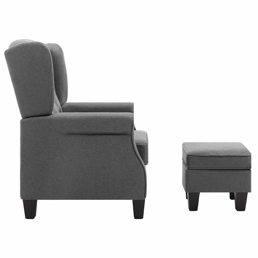 vidaXL Fauteuil met voetenbankje stof lichtgrijs