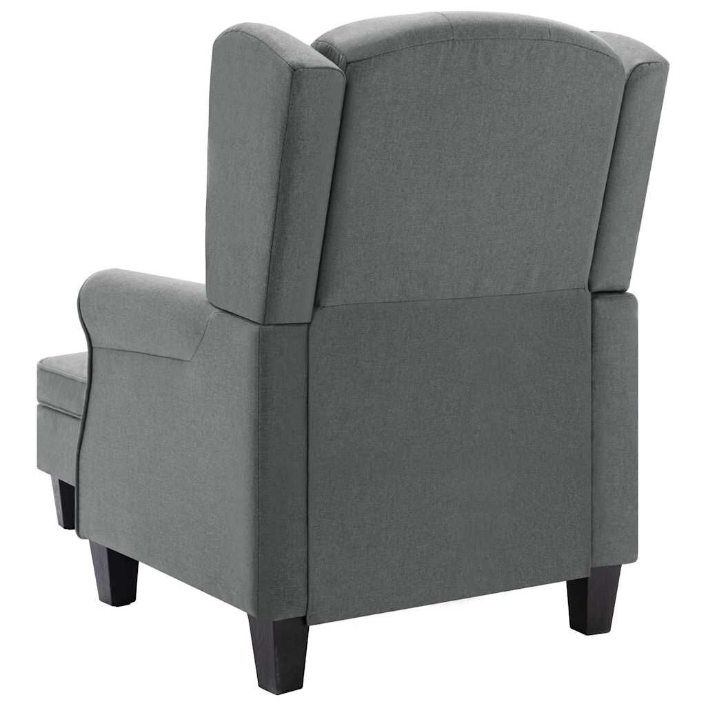 vidaXL Fauteuil met voetenbankje stof lichtgrijs