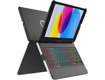 MMK Toetsenbord Hoes voor iPad 10.2 inch (Gen 9/8/7) - Klassiek Zwart met Trackpad en Verlichting
