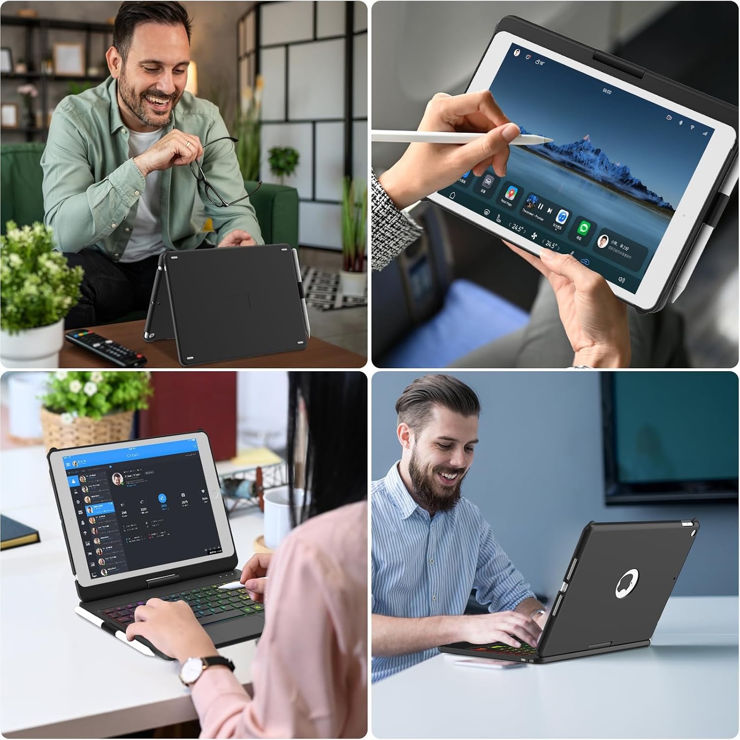 MMK Toetsenbord Hoes voor iPad 10.2 inch (Gen 9/8/7) - Klassiek Zwart met Trackpad en Verlichting