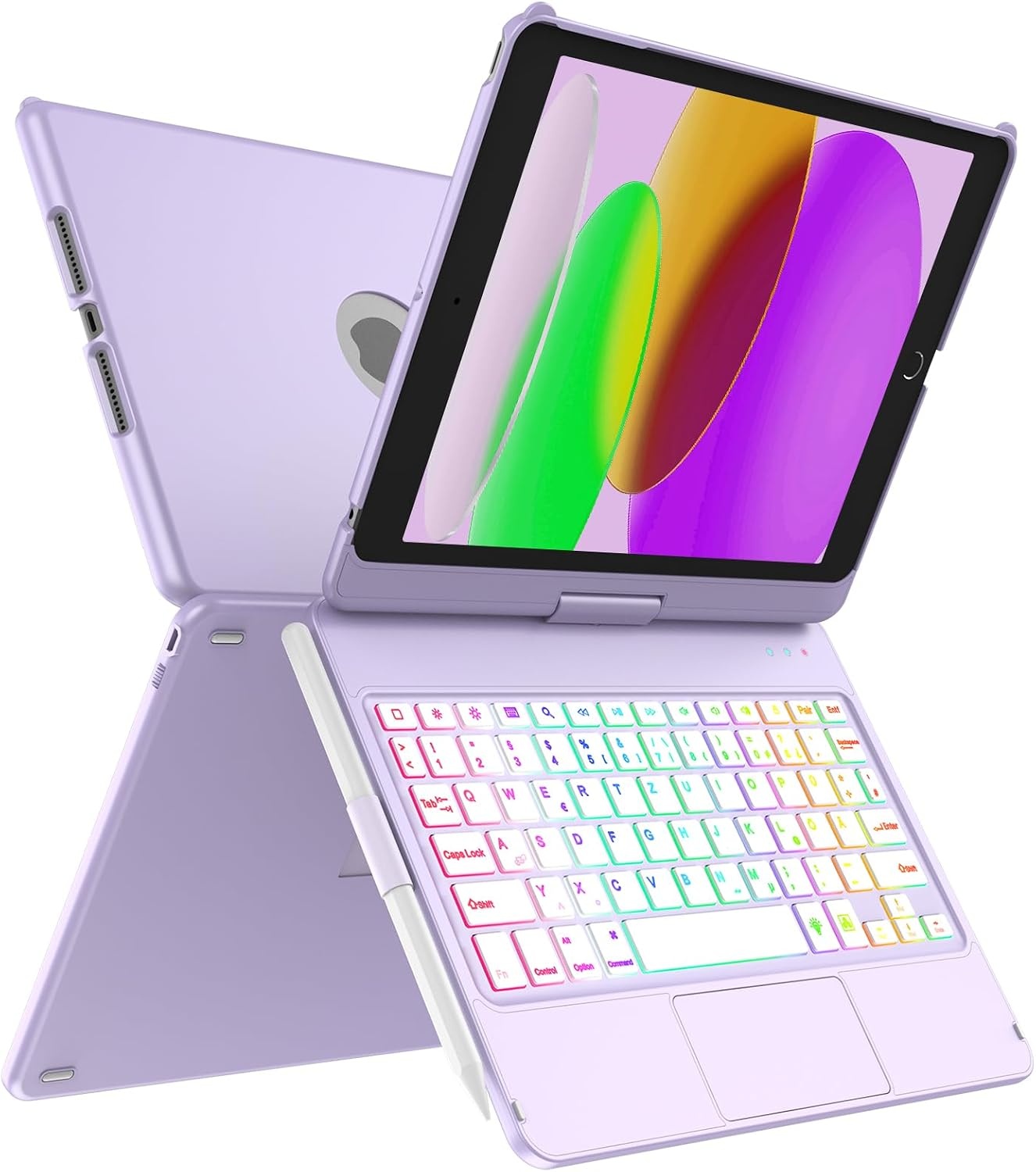 MMK Toetsenbord Hoes voor iPad 10.2 inch (Gen 9/8/7) - Klassiek Zwart met Trackpad en Verlichting