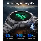 LIGE Smartwatch Heren, 1.43" AMOLED Smart Watch met 24/7 Hartslag, SpO2, Duur Van de Slaap voor Android iOS, 170+ Sportmodi Sporthorloge, UP68 Waterdicht, 200+ Wijzerplaten, Grafietzwart