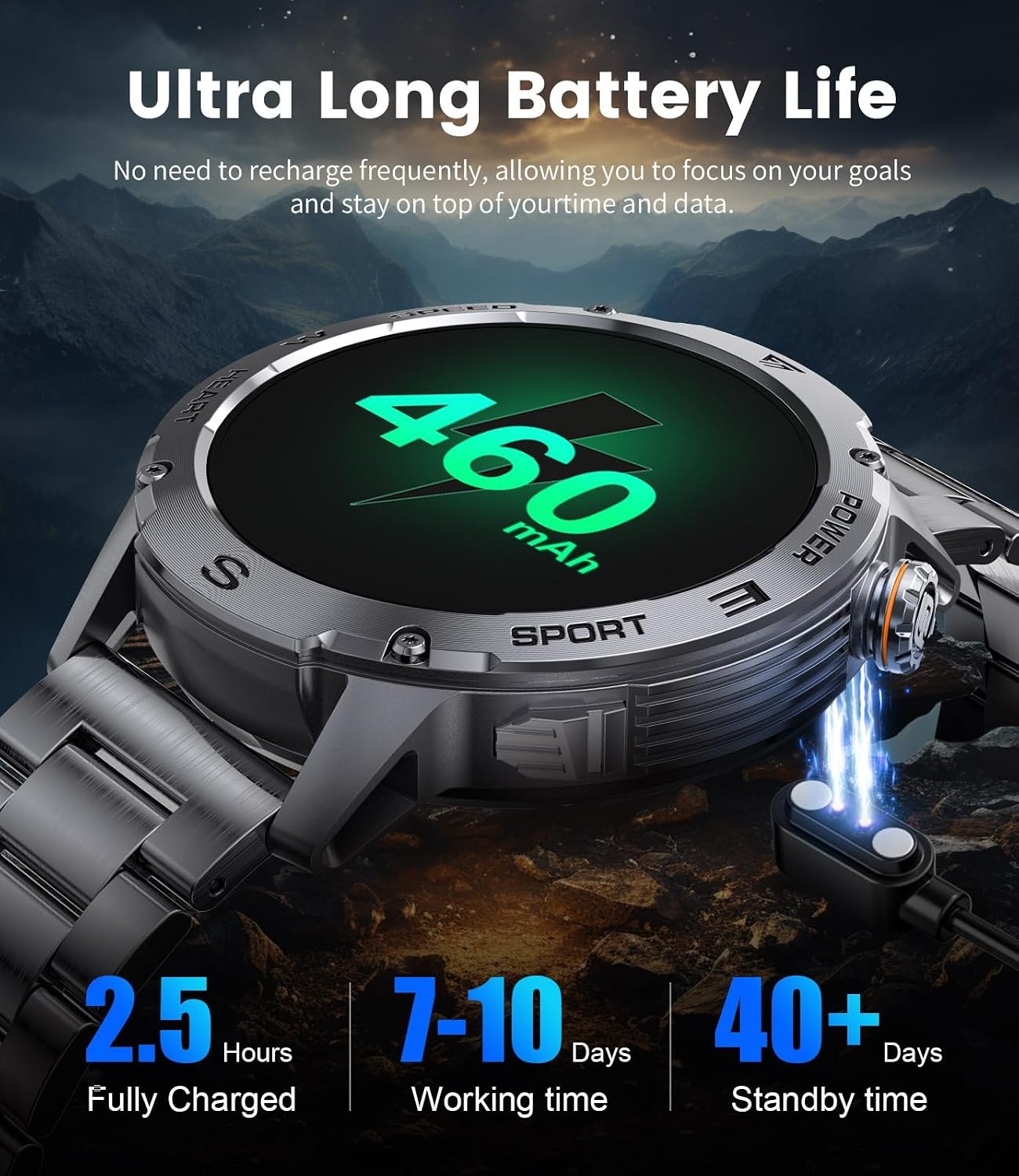 LIGE Smartwatch Heren, 1.43" AMOLED Smart Watch met 24/7 Hartslag, SpO2, Duur Van de Slaap voor Android iOS, 170+ Sportmodi Sporthorloge, UP68 Waterdicht, 200+ Wijzerplaten, Grafietzwart