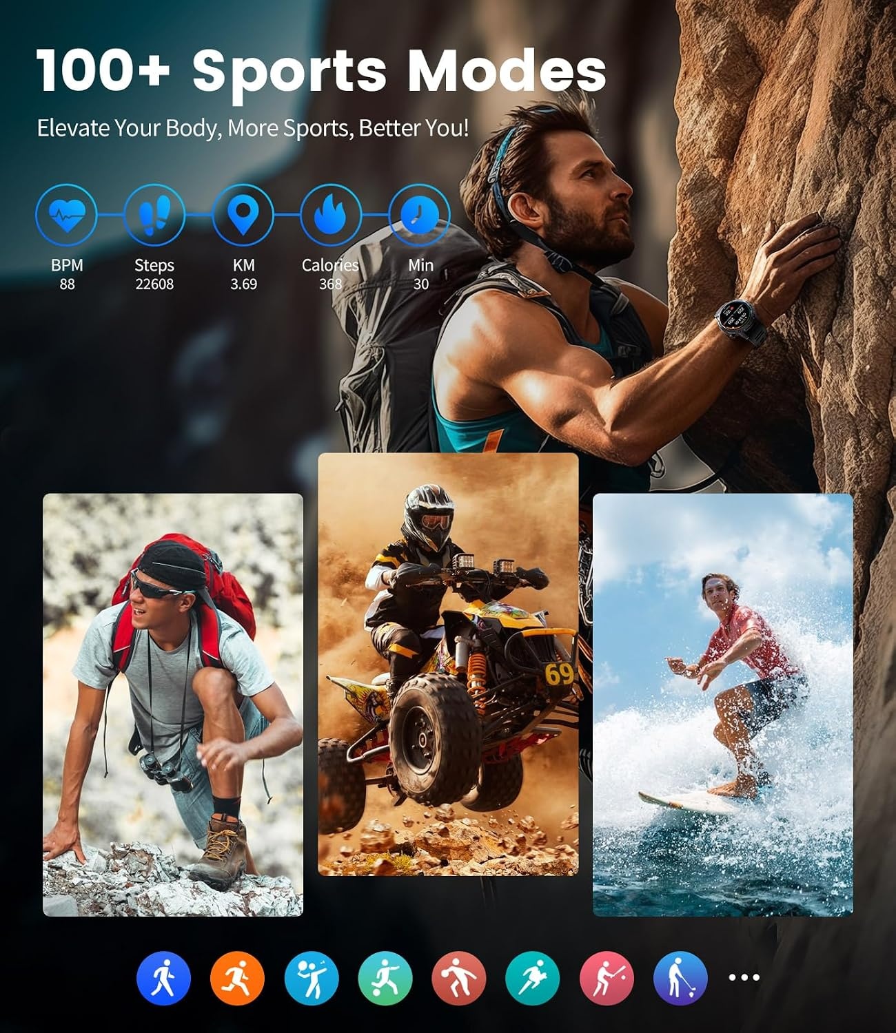 LIGE Smartwatch Heren, 1.43" AMOLED Smart Watch met 24/7 Hartslag, SpO2, Duur Van de Slaap voor Android iOS, 170+ Sportmodi Sporthorloge, UP68 Waterdicht, 200+ Wijzerplaten, Grafietzwart