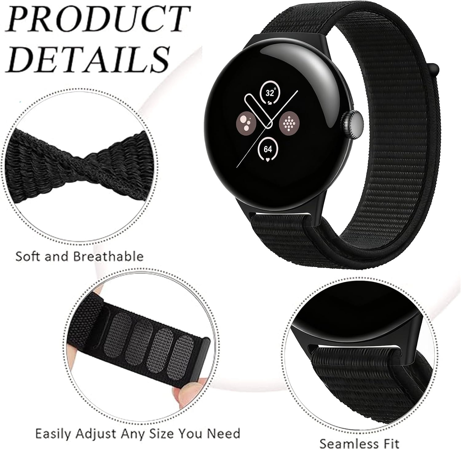 Nylon Horlogeband voor Google Pixel Watch 3 en 4 45 mm - Sportieve Vervangingsband