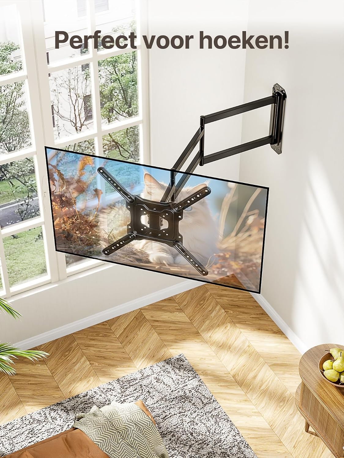 monTEK TV Muurbeugel met 946 mm Extra Lange Arm voor 23-65 inch LCD/LED/OLED TV tot 35 kg, Kantelbaar en 180° Draaibaar, Hoek TV Beugel Ruimtebesparend Ontwerp, Max. VESA 600 x 400 mm - Maat 23"-65"/946 mm Langarm
