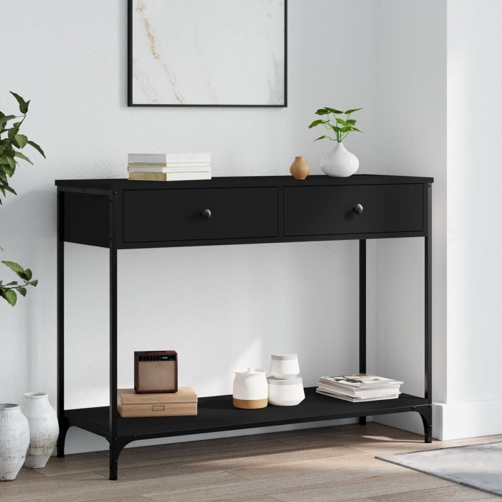 vidaXL Wandtafel 100x34,5x75 cm bewerkt hout zwart