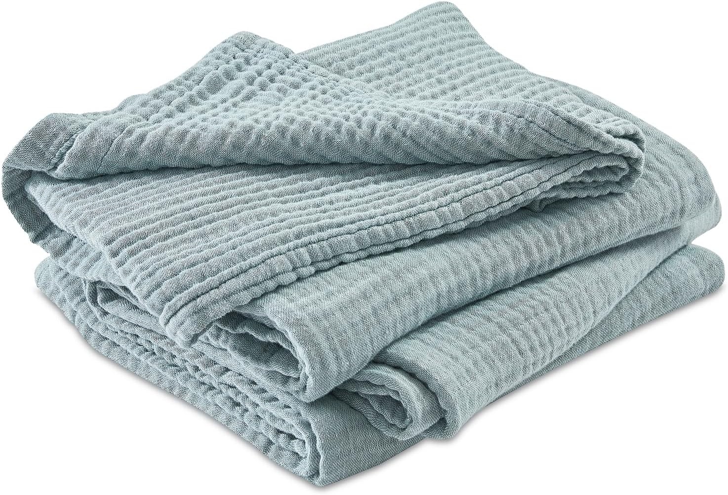 EMME Mousseline Katoenen Deken Volwassenen Heather Teal Twin 60"x80"