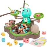 Montessori 4-in-1 visspelset, speelgoed met balansspel en cijfers, leerspellen, kinderspeelgoed met 21 vissen, 2 hengels en 10 kaarten, voor kinderen vanaf 3, 4, 5, 6