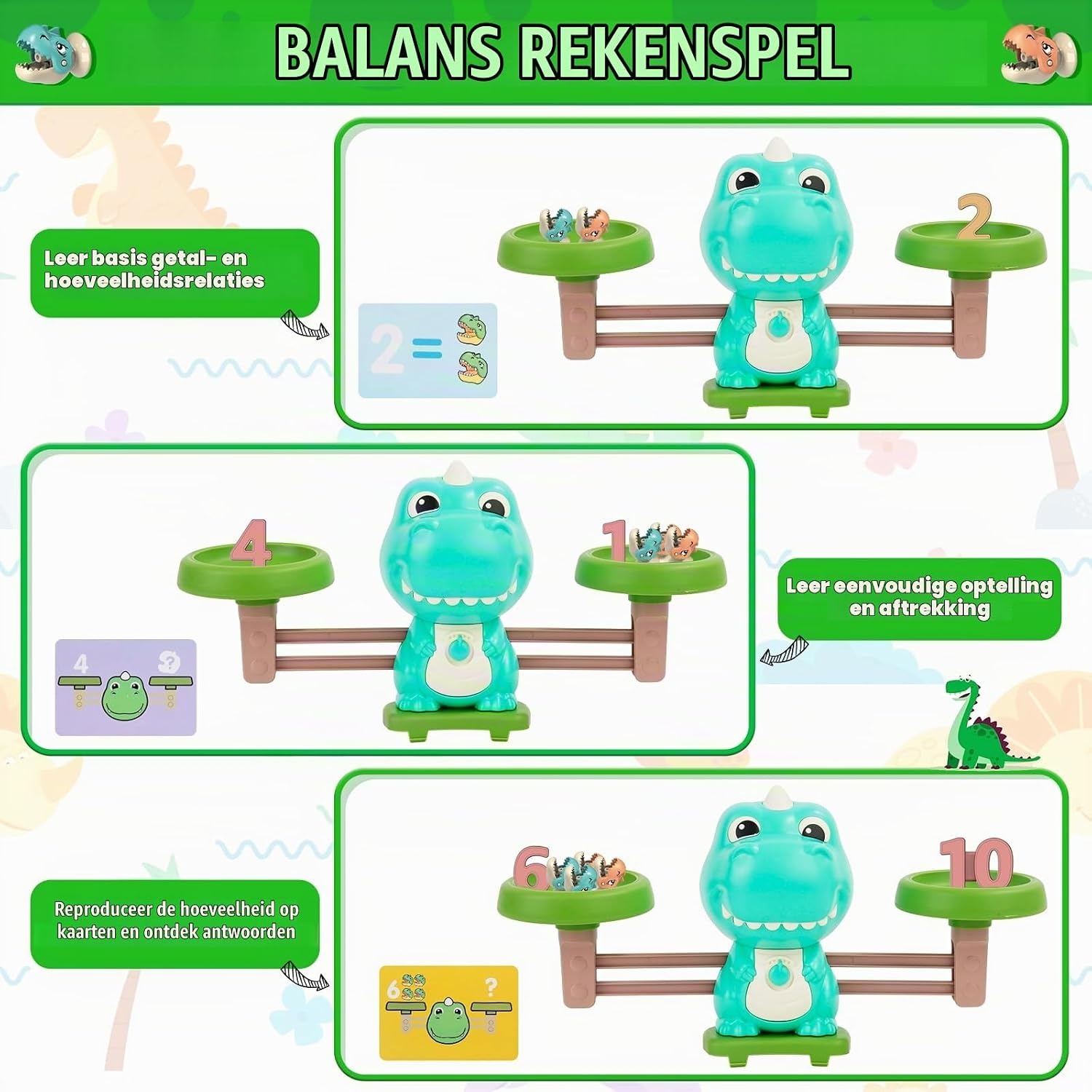Montessori 4-in-1 visspelset, speelgoed met balansspel en cijfers, leerspellen, kinderspeelgoed met 21 vissen, 2 hengels en 10 kaarten, voor kinderen vanaf 3, 4, 5, 6