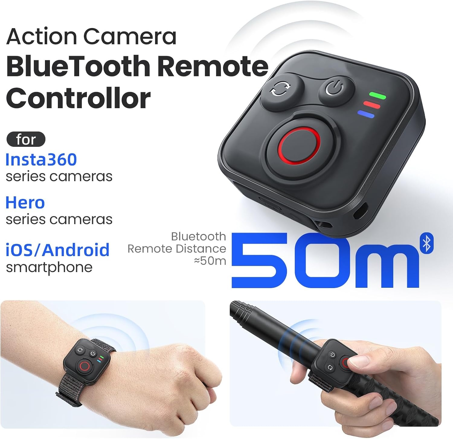 Bluetooth afstandsbediening Insta360 BT5.1 Type-C Waterdicht 50 m 96 h Uithoudingsvermogen Smartphone Camera Accessoires