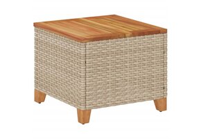 vidaXL Tuintafel Beige 45x45x37 cm poly rattan & acaciahout - 40% Korting