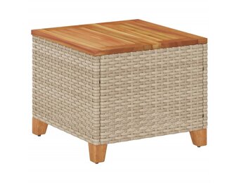 vidaXL Tuintafel 45x45x37 cm poly rattan en acaciahout beige