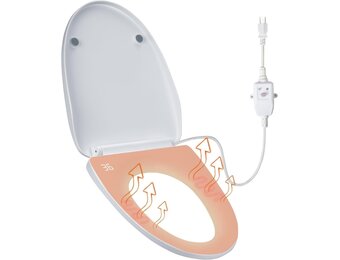 Intelligente slimme wc-bril, bidet, verwarmde zitting met 3 temperatuurniveaus, automatische sluiting, led-temperatuurweergave, nachtlampje en IPX4 spatwaterbescherming, V-type verwarmde toiletbril