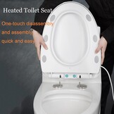 Intelligente slimme wc-bril, bidet, verwarmde zitting met 3 temperatuurniveaus, automatische sluiting, led-temperatuurweergave, nachtlampje en IPX4 spatwaterbescherming, V-type verwarmde toiletbril