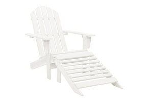Stevige Houten Tuinstoel met Hocker, Wit - 40% Korting
