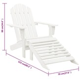 vidaXL Tuinstoel met hocker hout wit