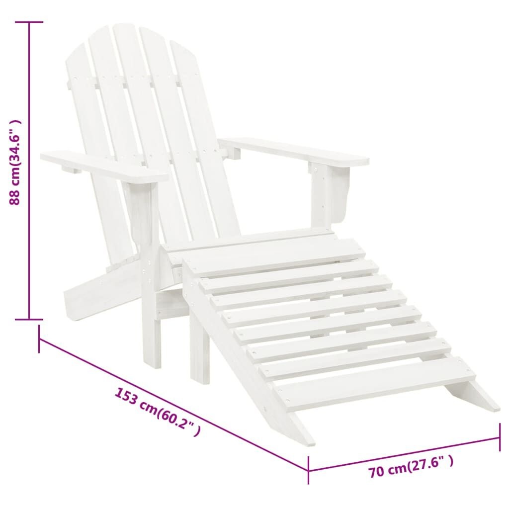 vidaXL Tuinstoel met hocker hout wit