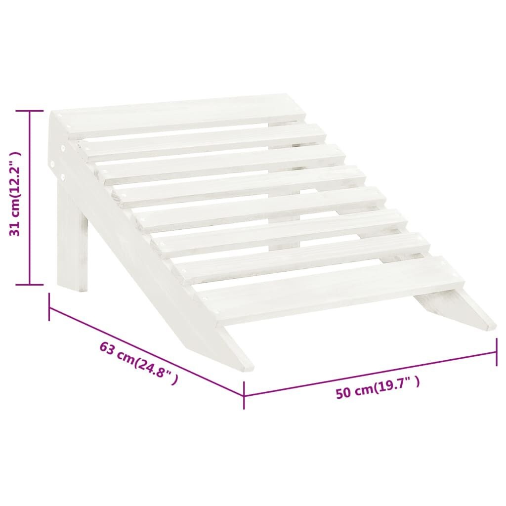 vidaXL Tuinstoel met hocker hout wit