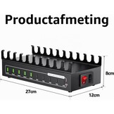 USB C-oplader meervoudig, USB-oplaadstation voor meerdere apparaten, totaal vermogen 200W 10 poorten【5USBA en 5USBC】, compatibel met iPhone 11/12/13/14/15/16/XS/XR/8/mobiele telefoons/tablet