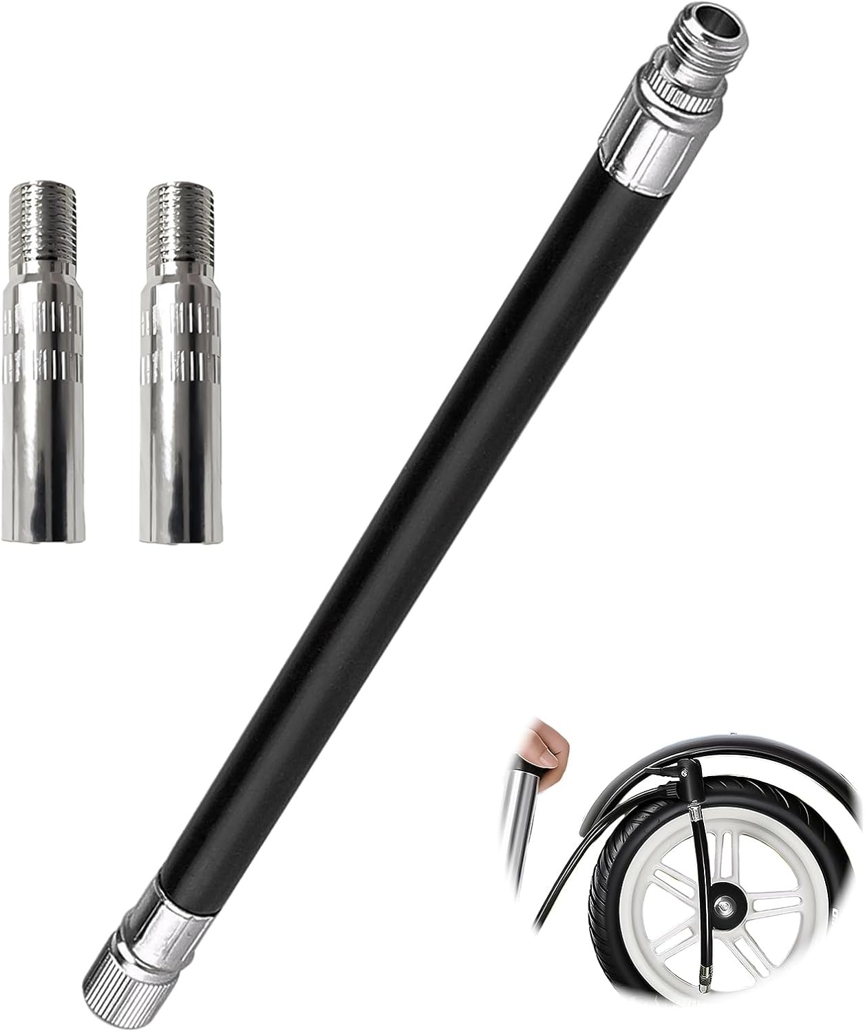 Fietsventieladapter, verlenging voor bandventieldop, 39 mm, ventielverlenging, terugslagventiel, met rubberen verlengpomp, verlengadapter