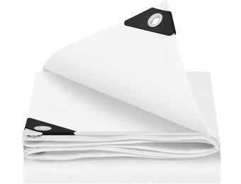 WOLTU Waterdicht afdekzeil voor buiten, ingestanste oogjes, PE 140 gr./m², afdekking voor zwembad, auto, tuinmeubelen, regenbestendig en winddicht, 2 x 3 m, wit