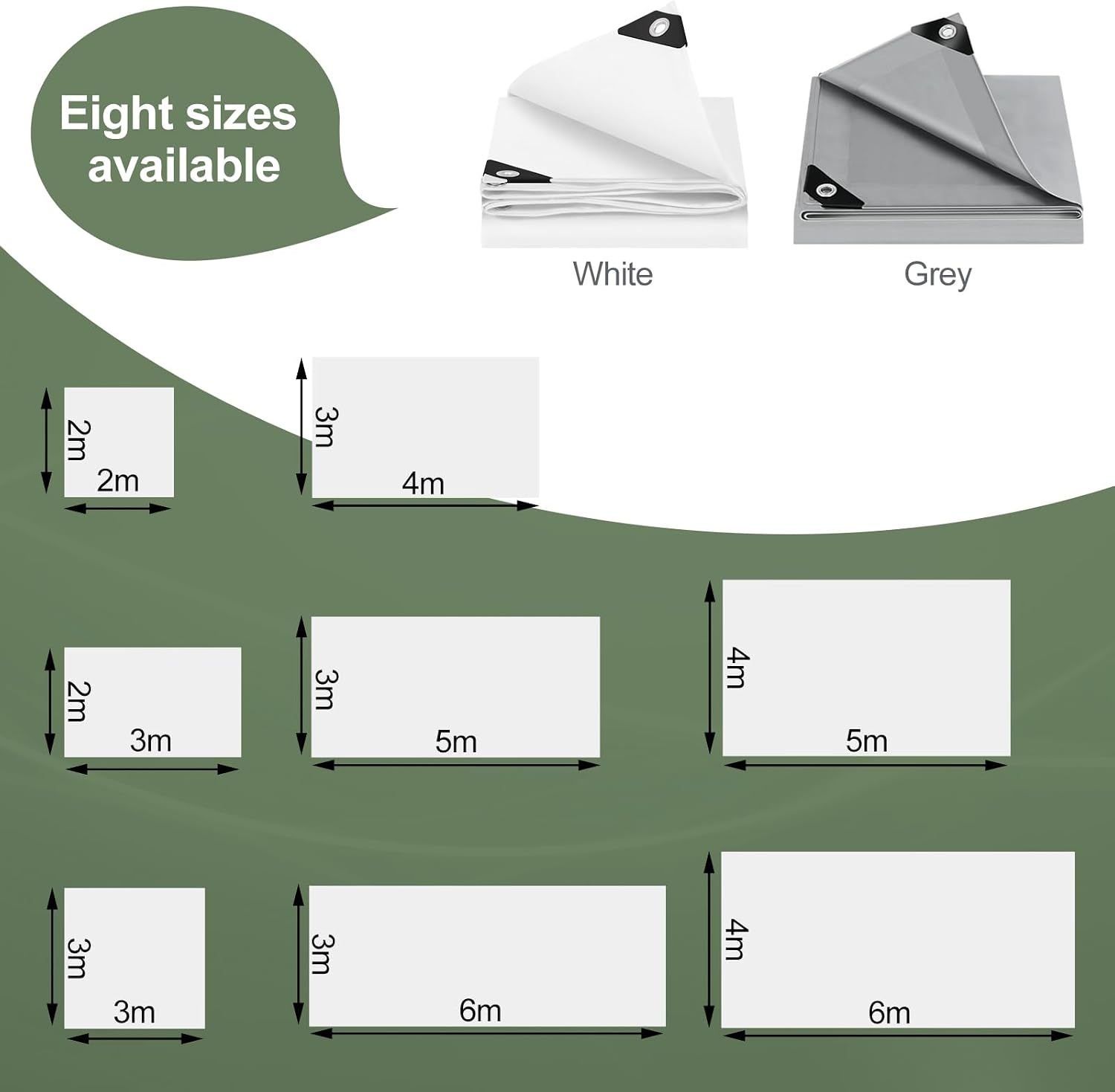 WOLTU Waterdicht afdekzeil voor buiten, ingestanste oogjes, PE 140 gr./m², afdekking voor zwembad, auto, tuinmeubelen, regenbestendig en winddicht, 2 x 3 m, wit