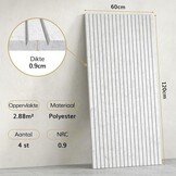TONOR 4 Pack Grote Akoestische Panelen, 120x60x0,9cm Akoestische Muurpaneel, Zelfklevende Geluiddichte Panelen, Decoratieve Geluiddichte Muurpanelen voor Echo Absorptie voor Home Studio Kantoor, Grijs