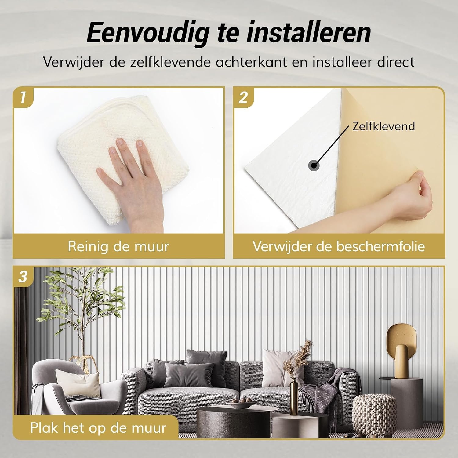 TONOR 4 Pack Grote Akoestische Panelen, 120x60x0,9cm Akoestische Muurpaneel, Zelfklevende Geluiddichte Panelen, Decoratieve Geluiddichte Muurpanelen voor Echo Absorptie voor Home Studio Kantoor, Grijs