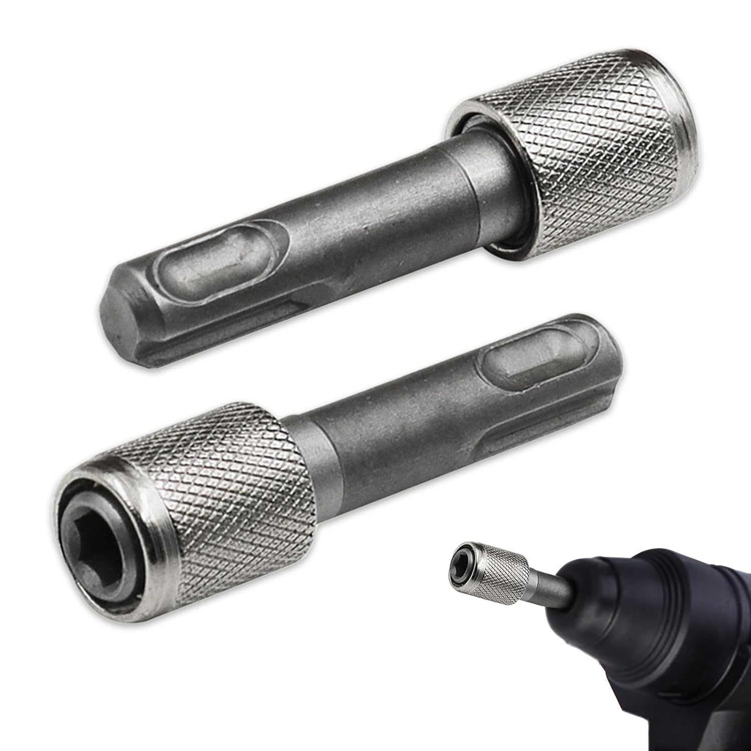 2 stuks SDS Plus-adapters, 6,35 mm bithouder, zeskantige schachtboorhouder, kan worden gebruikt voor zeskantboren, boren, hulzen, geschikt voor vierkante boorhamers, lichte punthakken