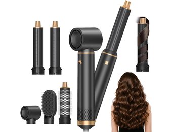 5-in-1 airstyler, 1000 W, warmeluchtborstelset, haarstyler, ronde borstelföhn, automatisch krullen, droog haar