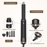 5-in-1 airstyler, 1000 W, warmeluchtborstelset, haarstyler, ronde borstelföhn, automatisch krullen, droog haar