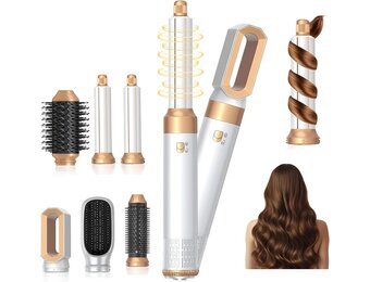 6-in-1 haarstylerset, multi-airstyler, krultang, auto-wrap, ronde borstelföhn, heteluchtborstel, voor styling, gladmaken, drogen, volume, krullen