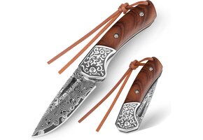 Opvouwbaar Damast Zakmes (VG10, 67 Lagen) met Houten Handvat - 31% Korting!