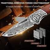 DRACHENADER Opvouwbaar Mes Damastaal Houten Handvat 14 cm