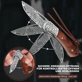DRACHENADER Opvouwbaar Mes Damastaal Houten Handvat 14 cm