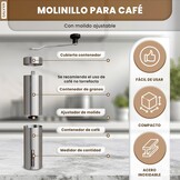 Italiaans koffiezetapparaat, inductie koffiezetapparaat, set met molen, Italiaans koffiezetapparaat van roestvrij staal, koffiezetapparaat voor 6 kopjes (300 ml), compatibel met alle warmtebronnen - Maat cafetera 6 tazas + molinillo