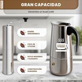 Italiaans koffiezetapparaat, inductie koffiezetapparaat, set met molen, Italiaans koffiezetapparaat van roestvrij staal, koffiezetapparaat voor 6 kopjes (300 ml), compatibel met alle warmtebronnen - Maat cafetera 6 tazas + molinillo