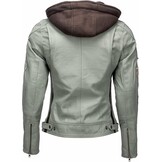 Grijze Dames Motorjas van Echt Leer met Uitneembare Protectoren - Maat 2XL