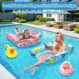 2x Opblaasbare Waterhangmat | 160kg | Inclusief Pomp & Bekers