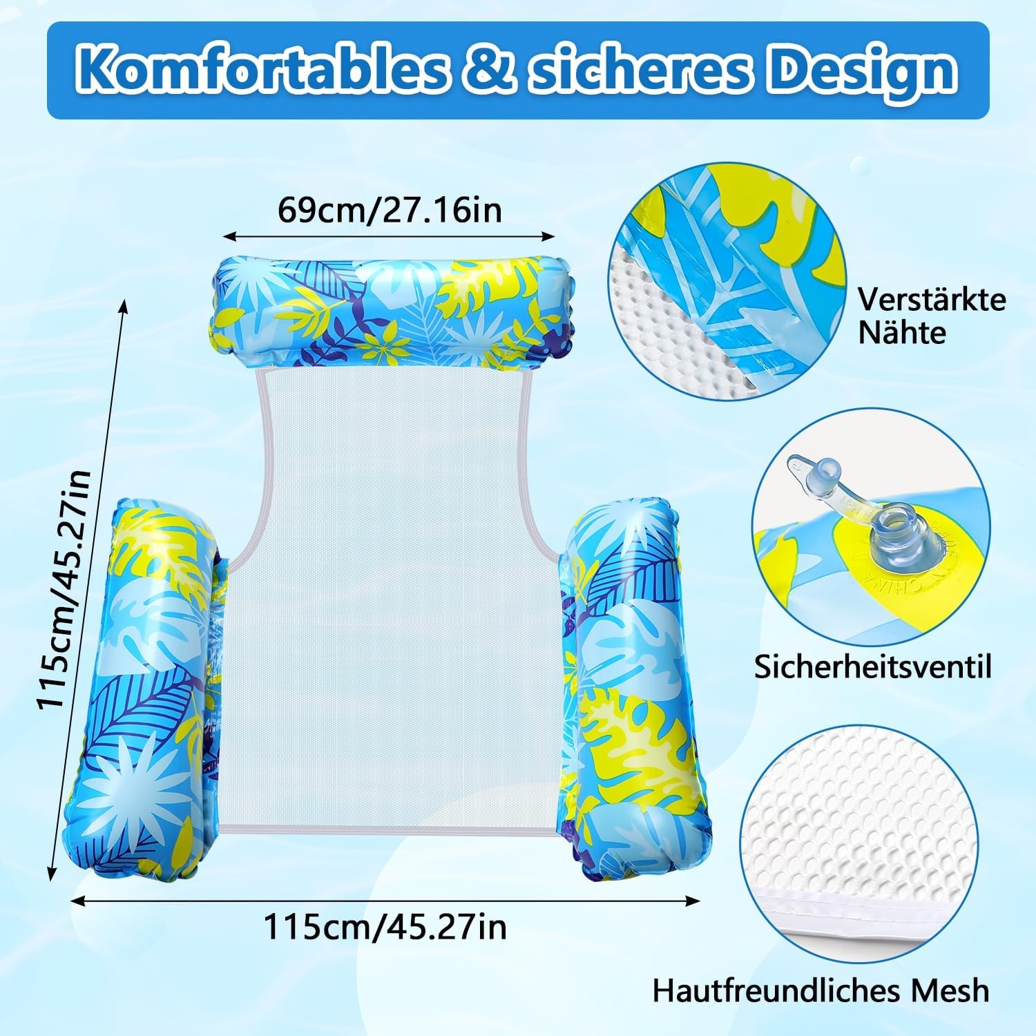 2x Opblaasbare Waterhangmat | 160kg | Inclusief Pomp & Bekers